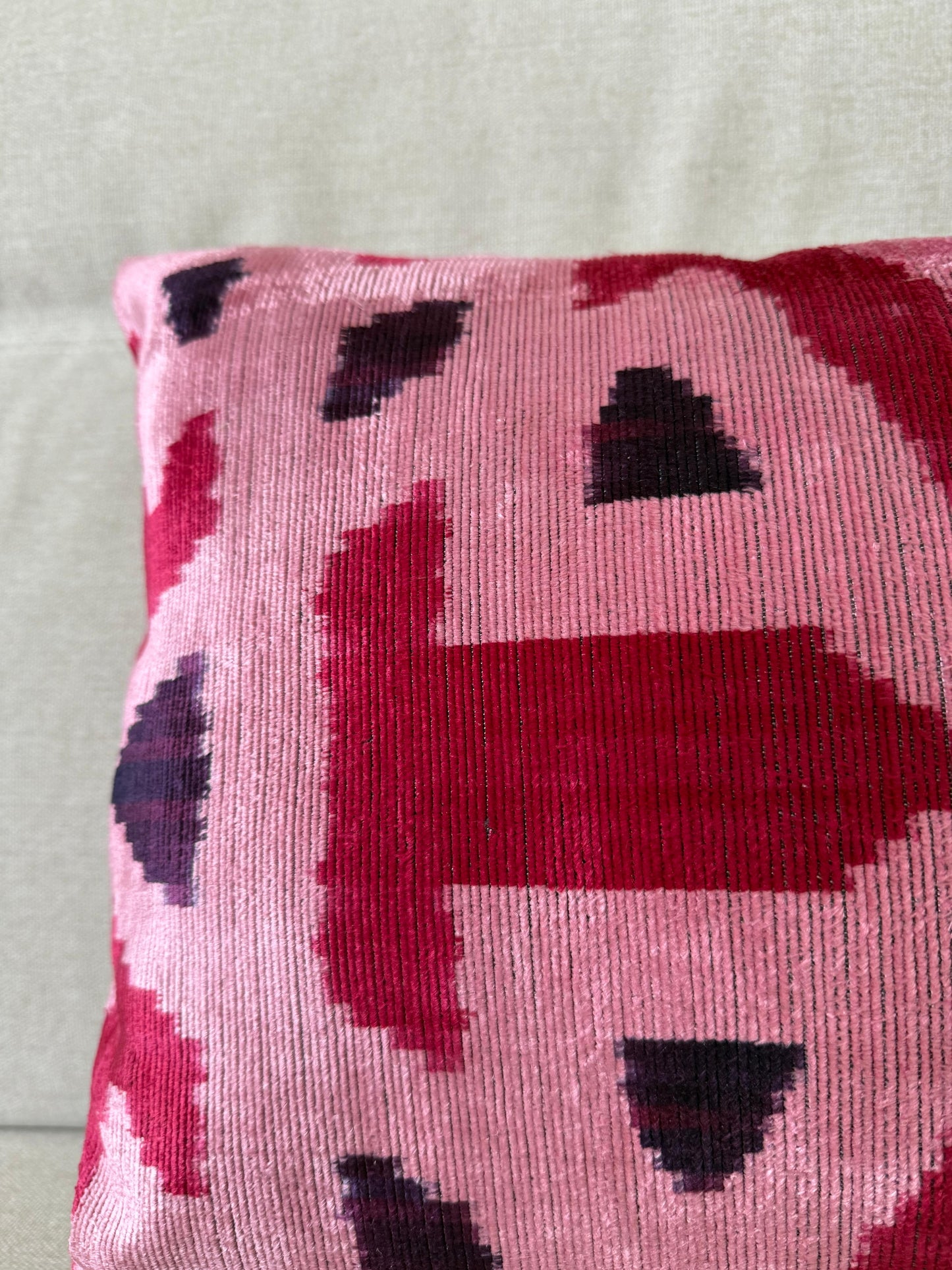 Ikat velvet cushion Hand made (40x60cm)