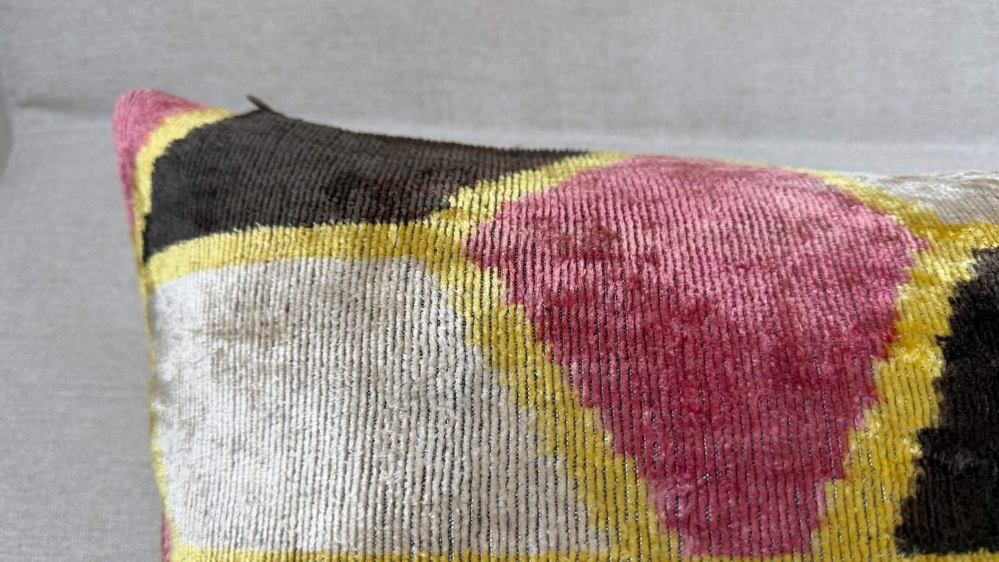 Ikat velvet cushion Hand made (40x60cm)