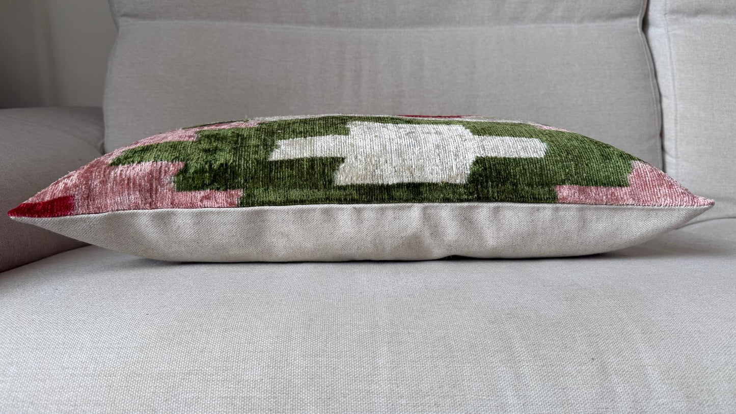 Ikat velvet cushion Hand made (40x60cm)