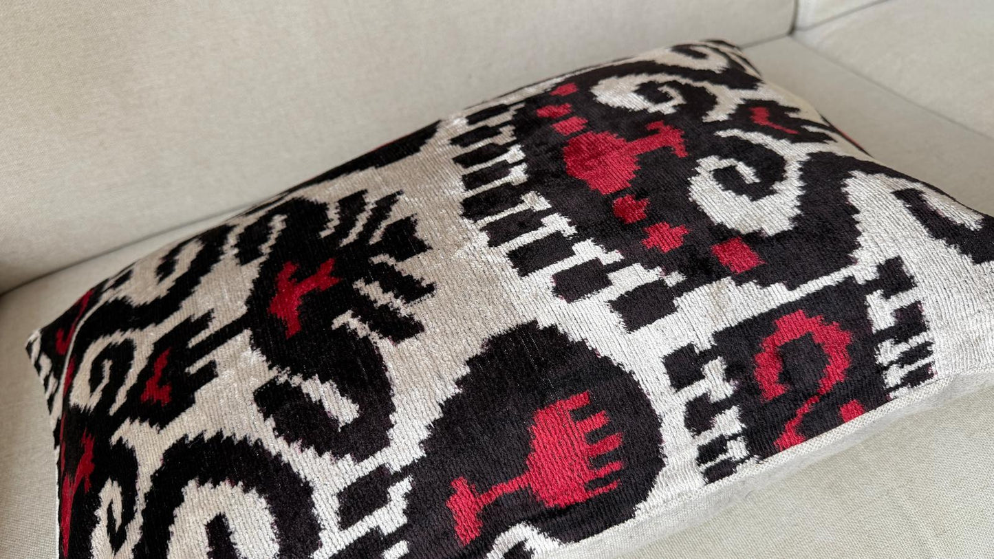 Ikat velvet cushion Hand made (40x60cm)