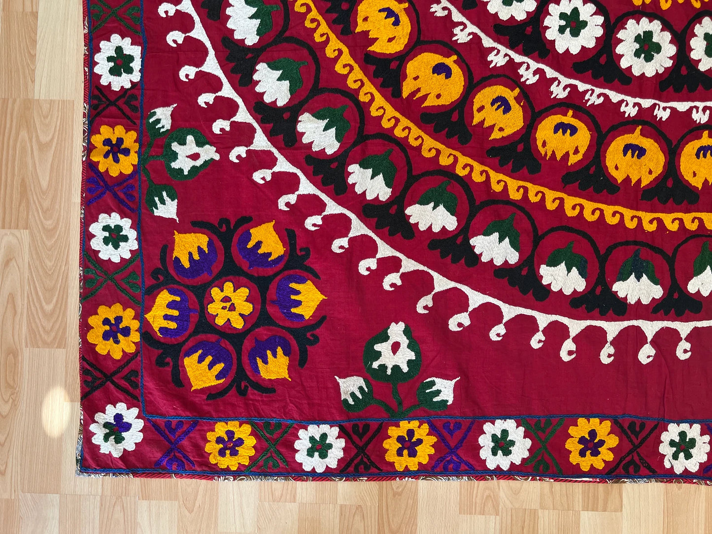 Vintage Suzani Silk Embroidered