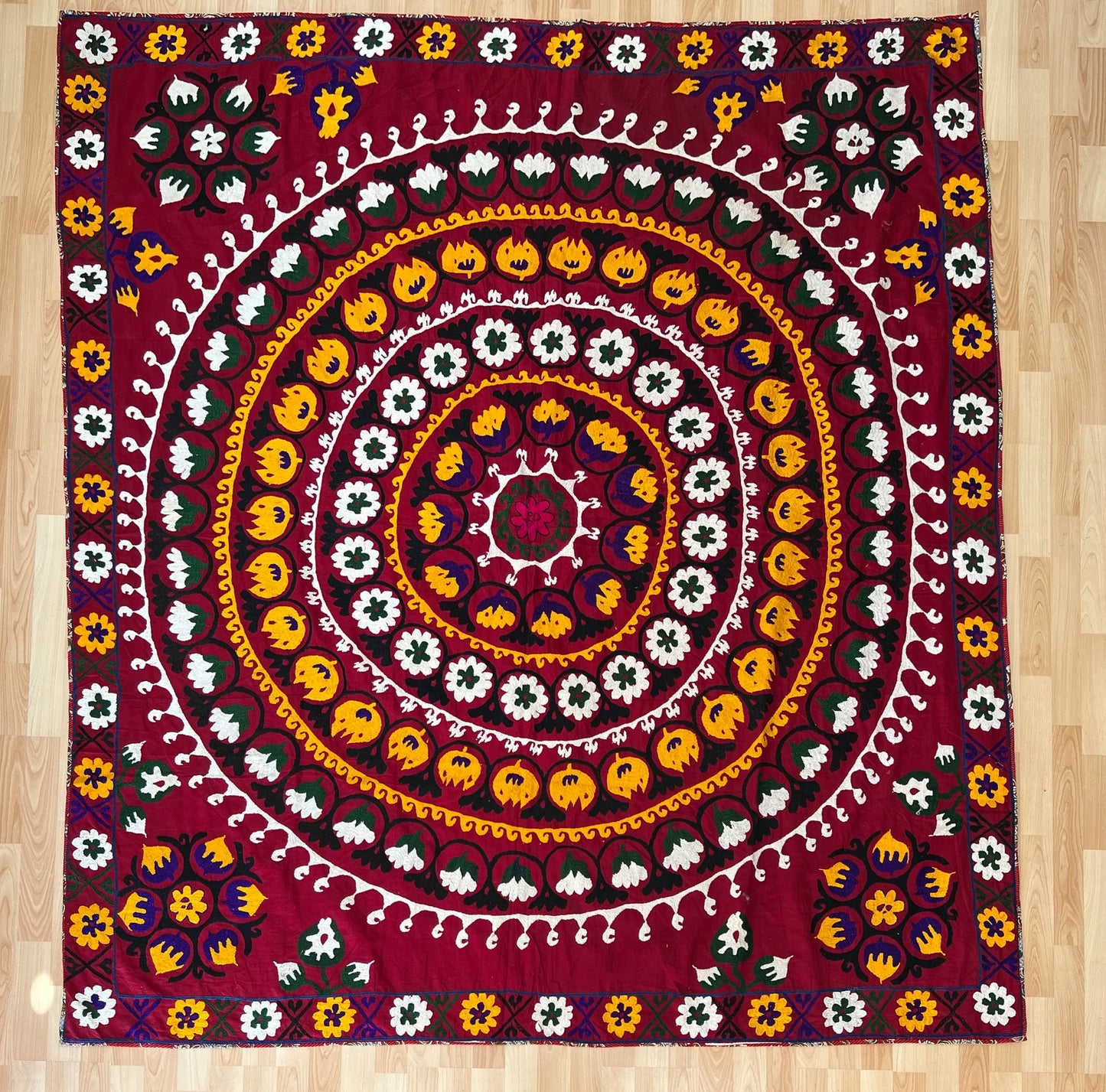 Vintage Suzani Silk Embroidered