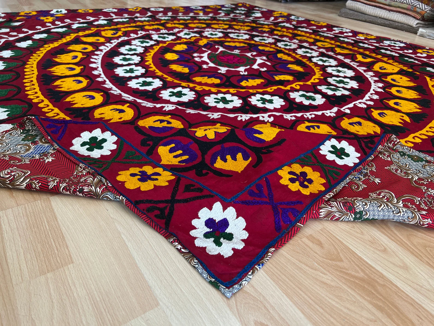 Vintage Suzani Silk Embroidered