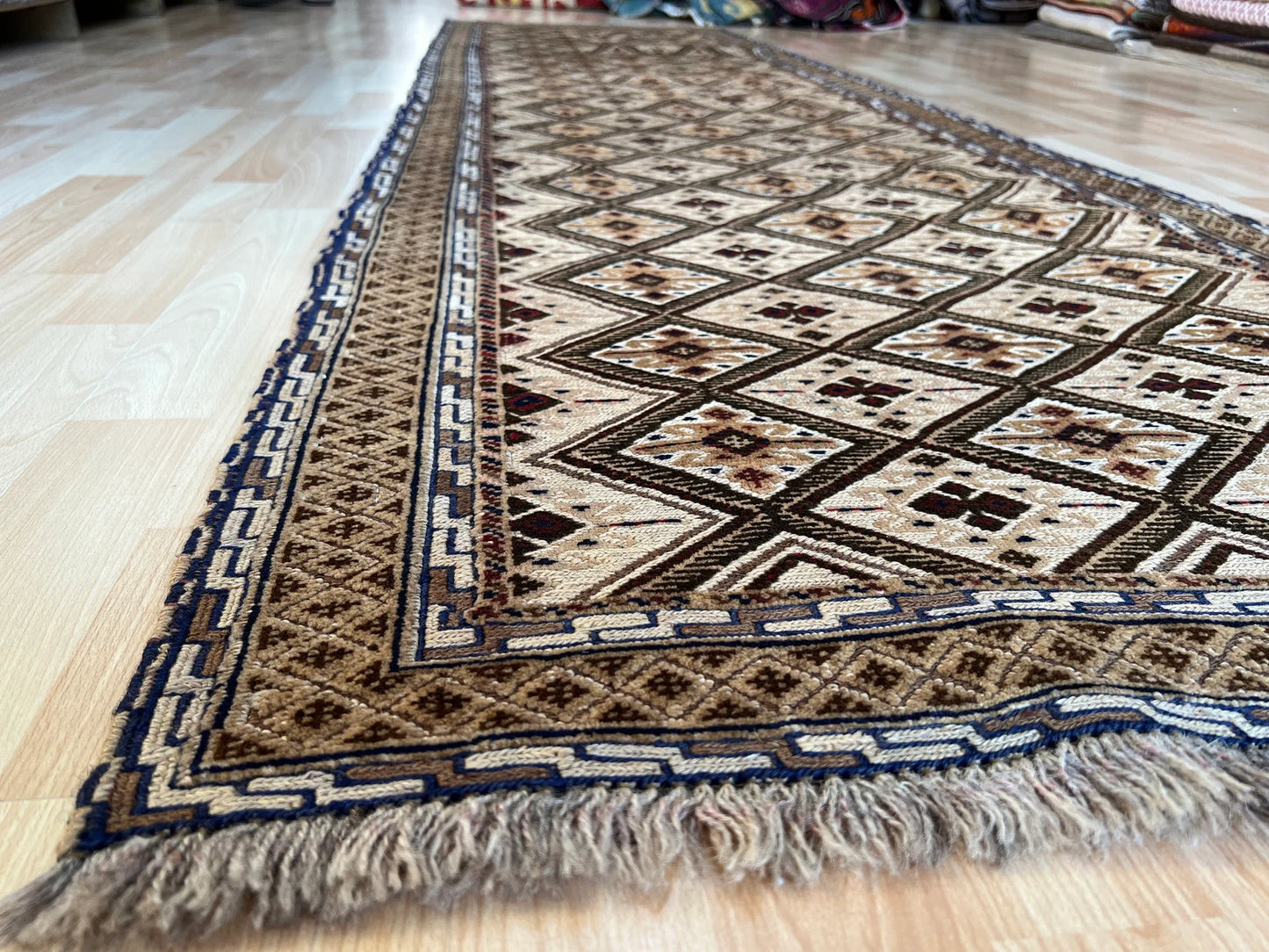 Afghan Mushwani hand knotted rug Runner.