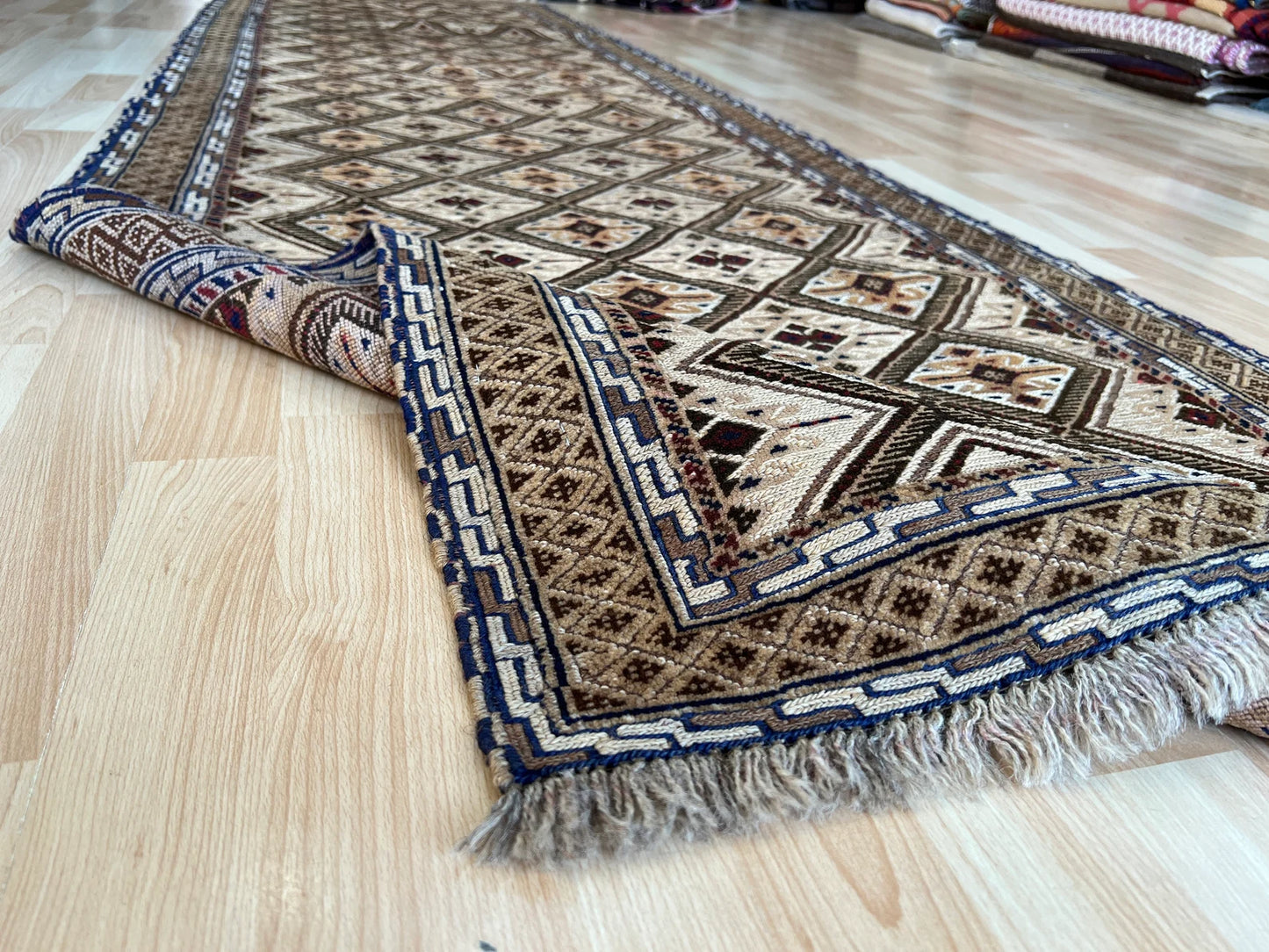 Afghan Mushwani hand knotted rug Runner.