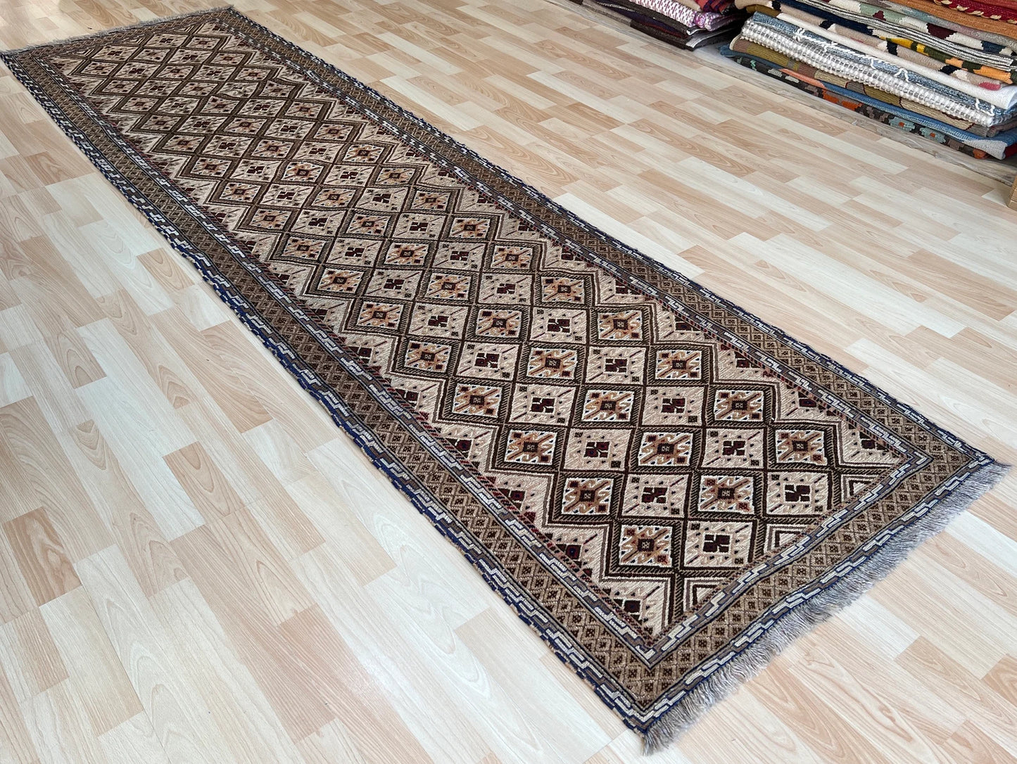 Afghan Mushwani hand knotted rug Runner.