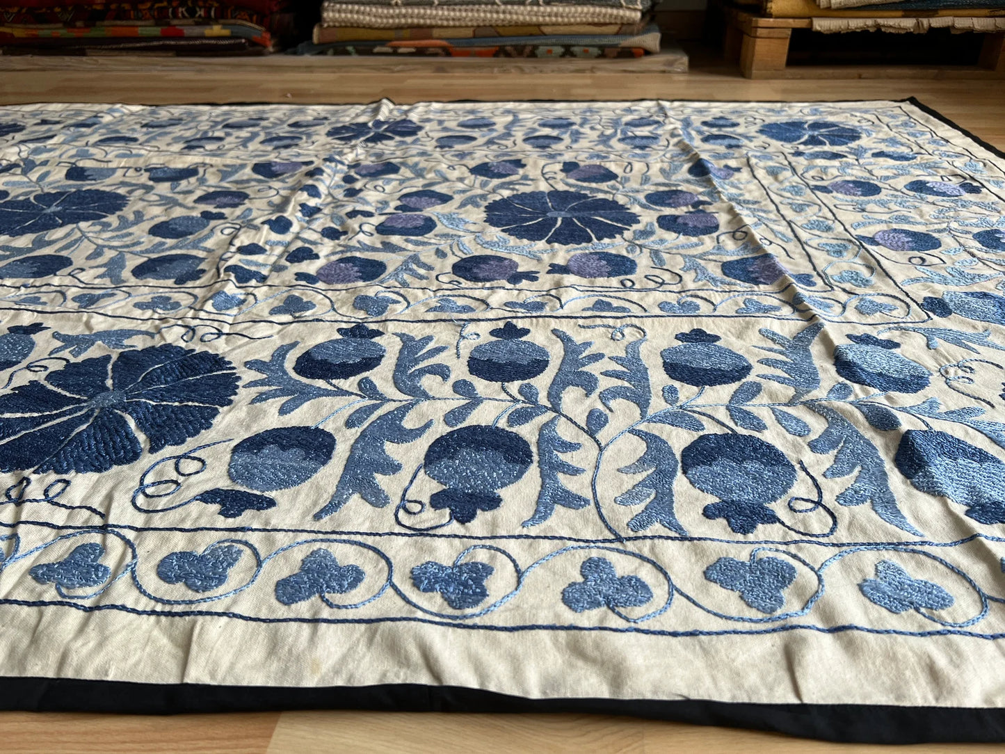 Vintage Suzani Silk Embroidered