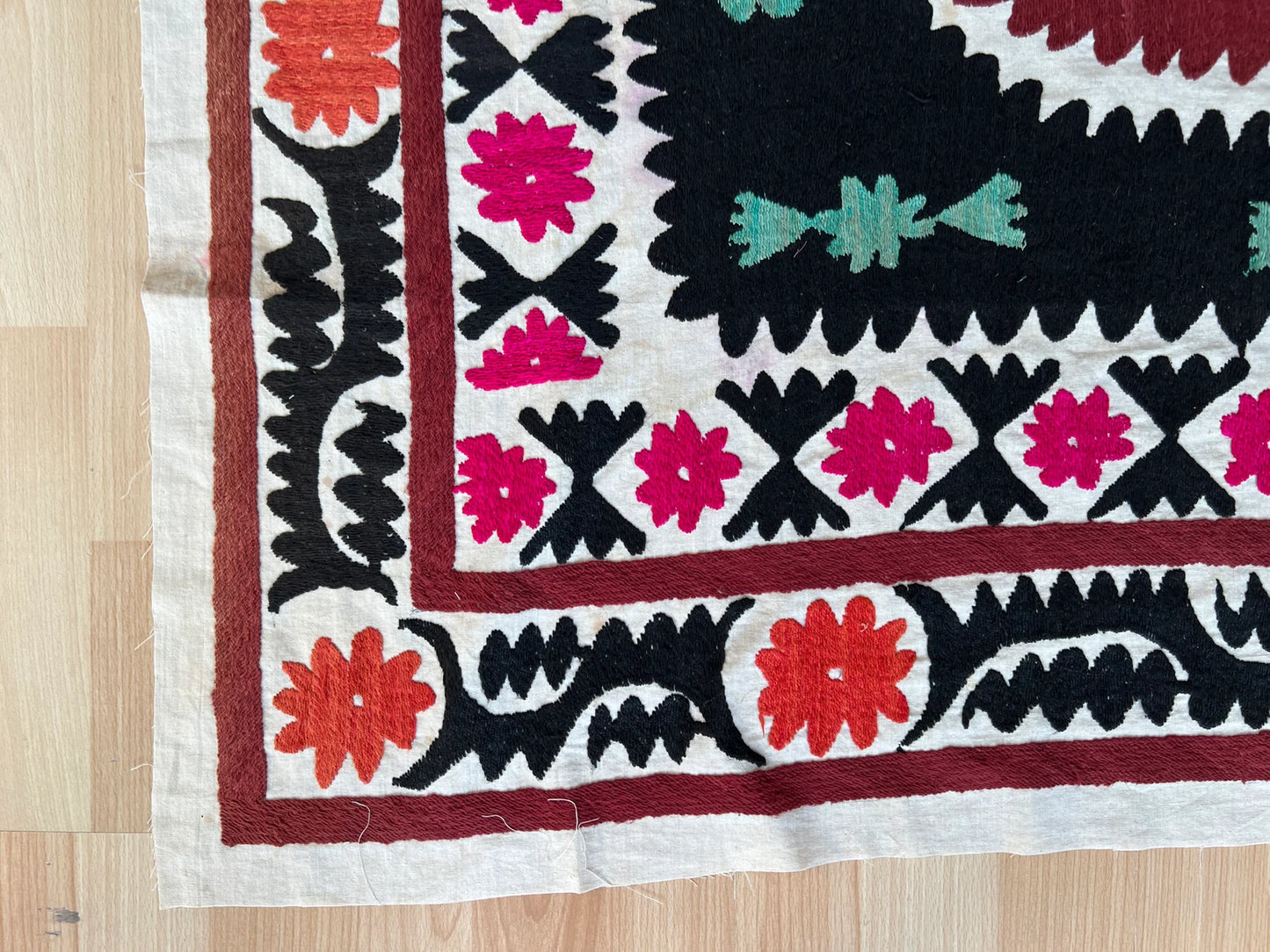 Vintage Samarkand Suzani Silk Embroidered