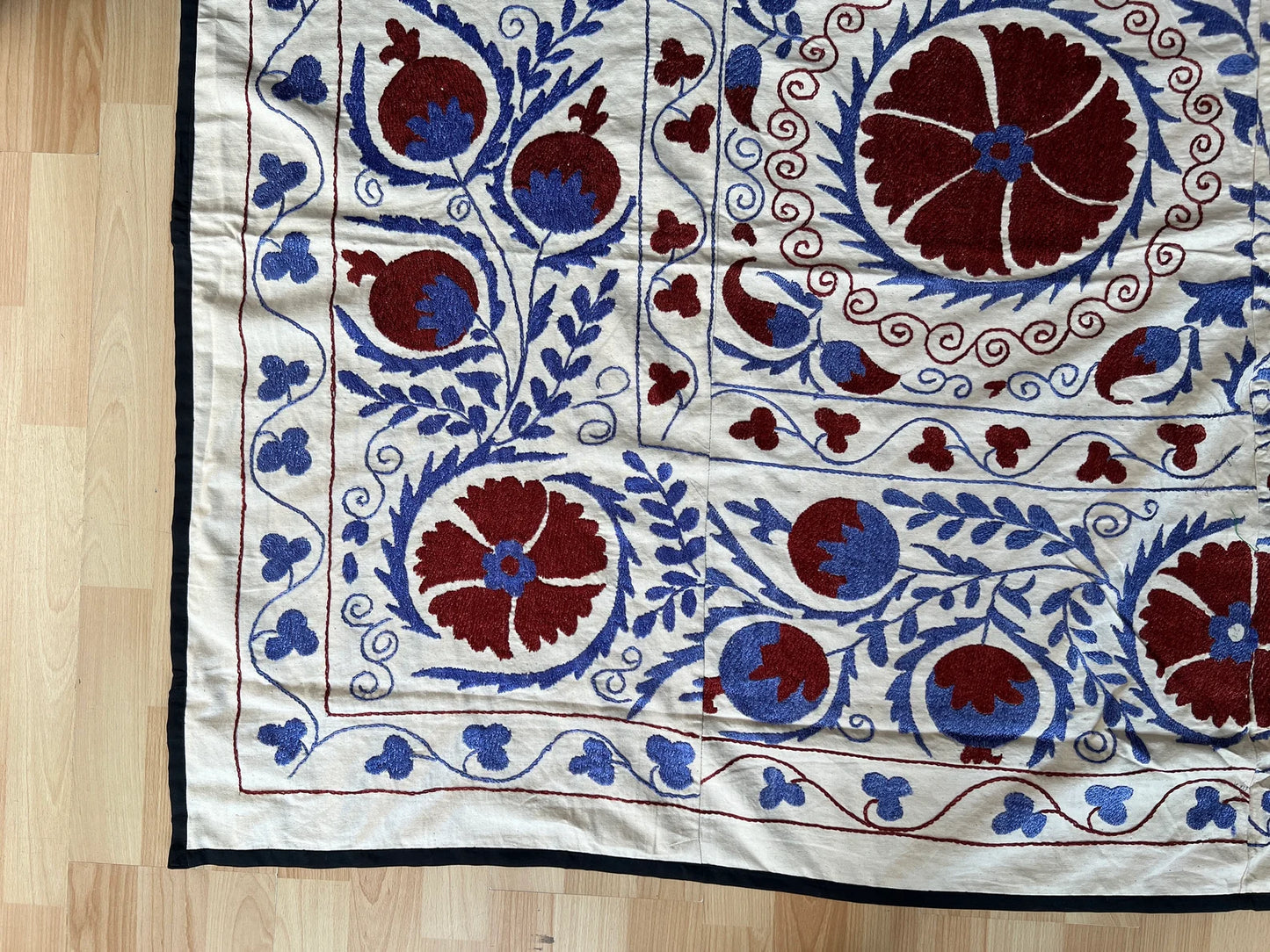 Vintage Suzani Silk Embroidered