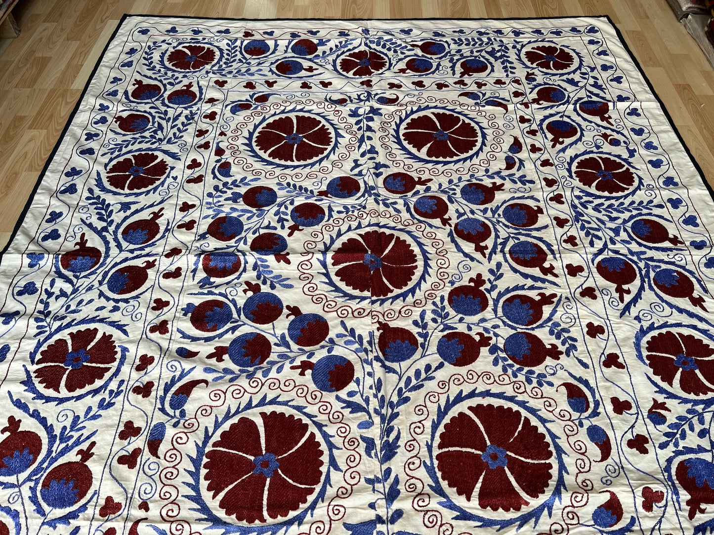 Vintage Suzani Silk Embroidered