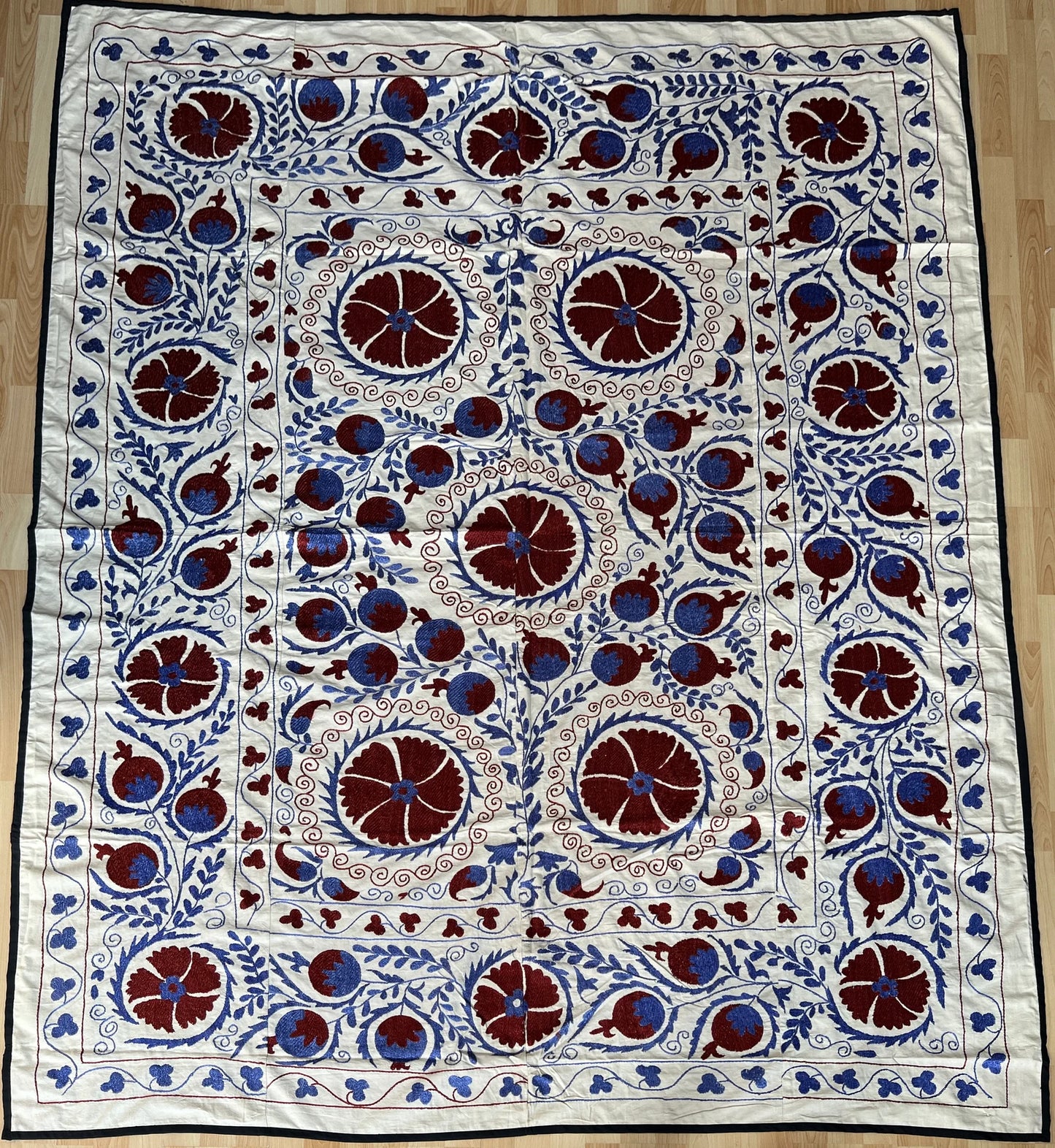 Vintage Suzani Silk Embroidered