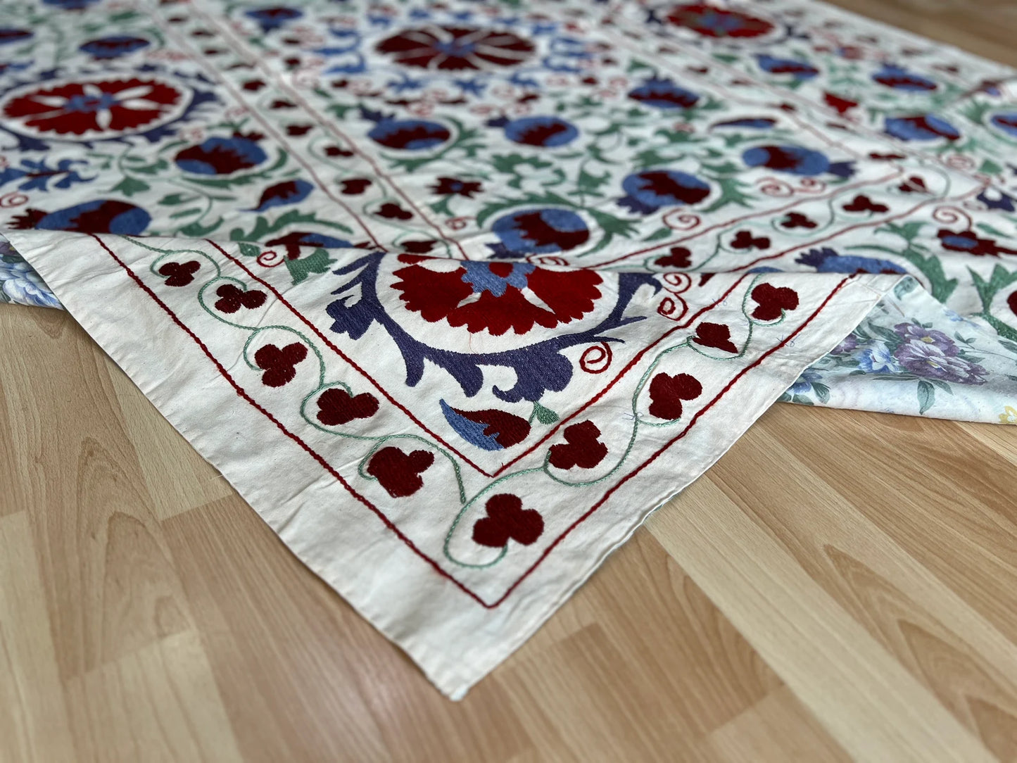 Vintage Suzani Silk Embroidered