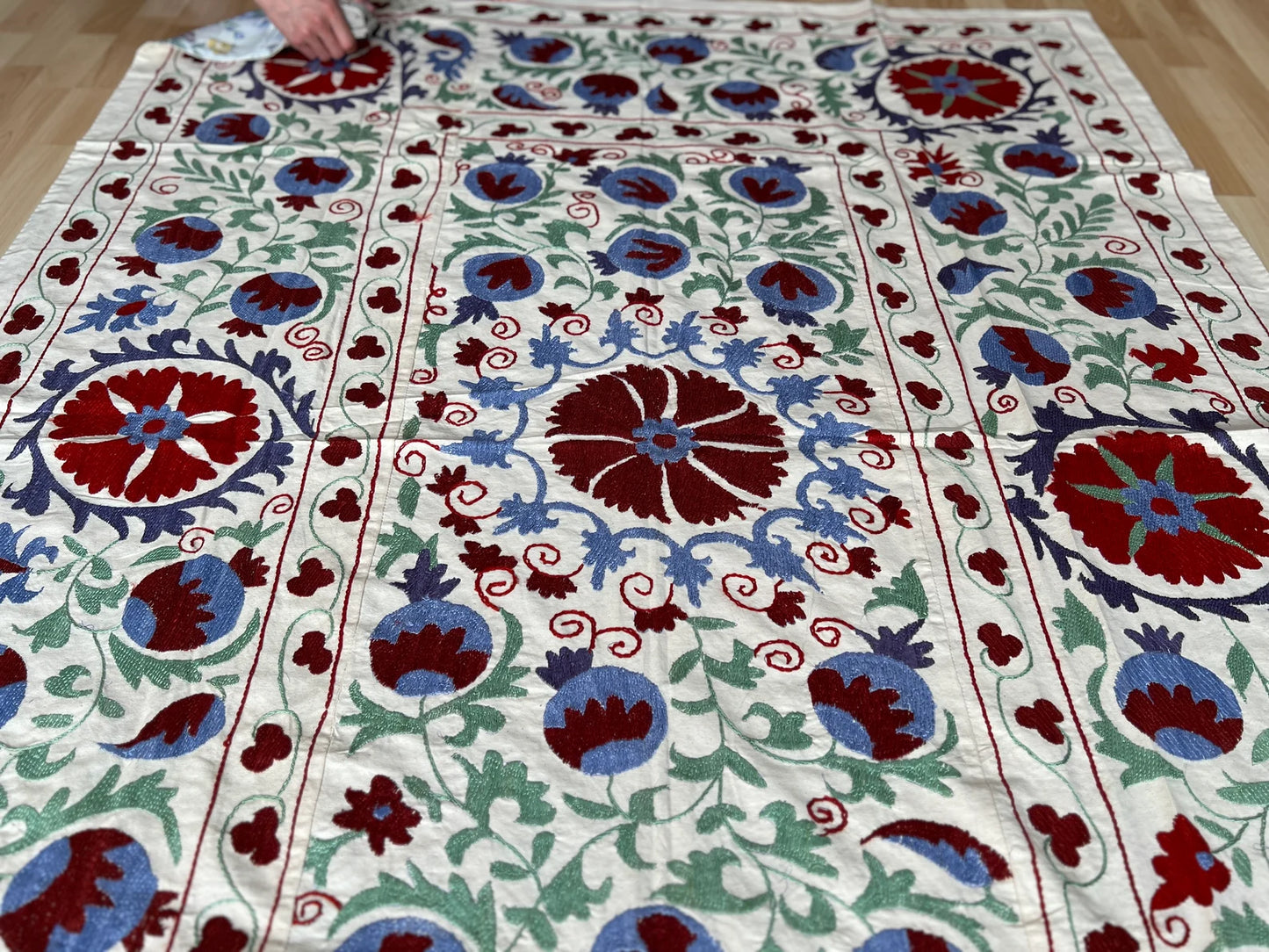Vintage Suzani Silk Embroidered