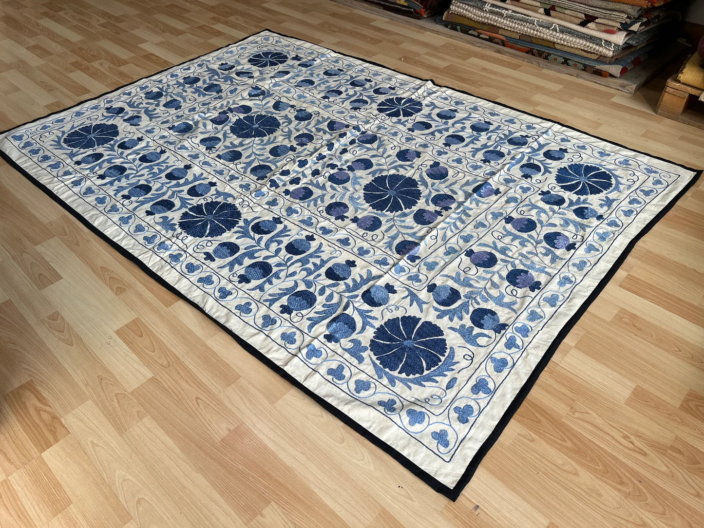 Vintage Suzani Silk Embroidered