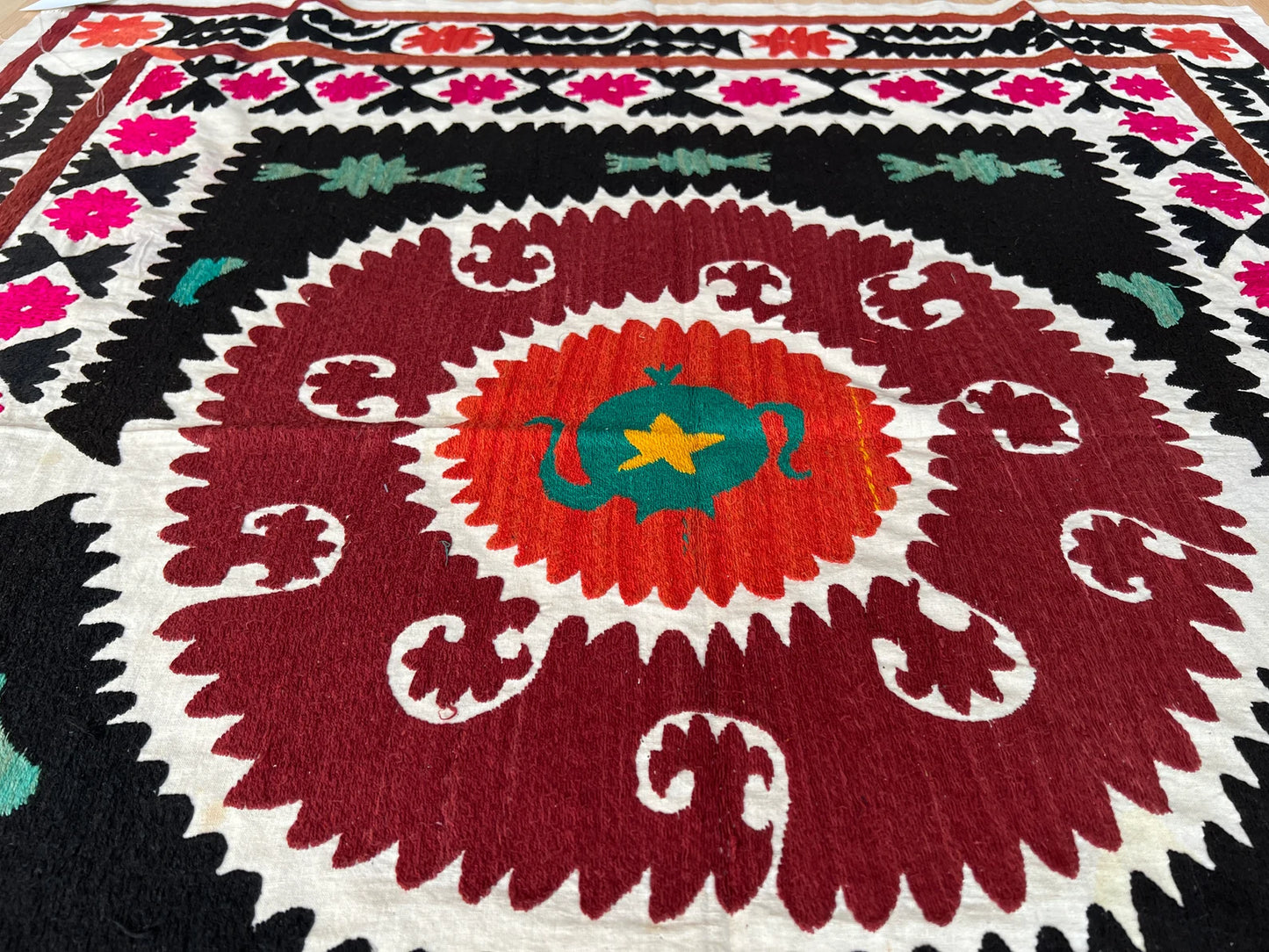 Vintage Samarkand Suzani Silk Embroidered