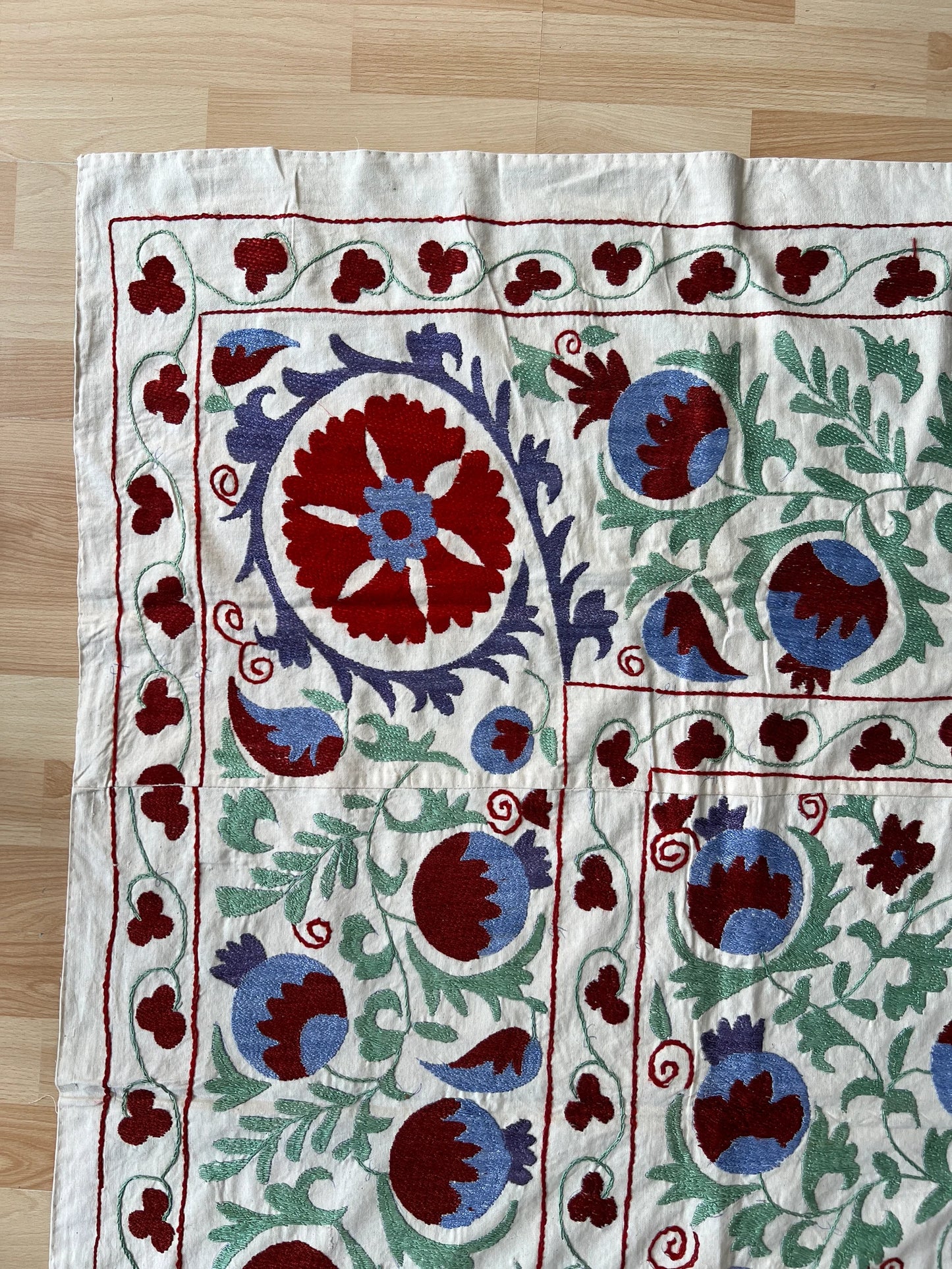 Vintage Suzani Silk Embroidered