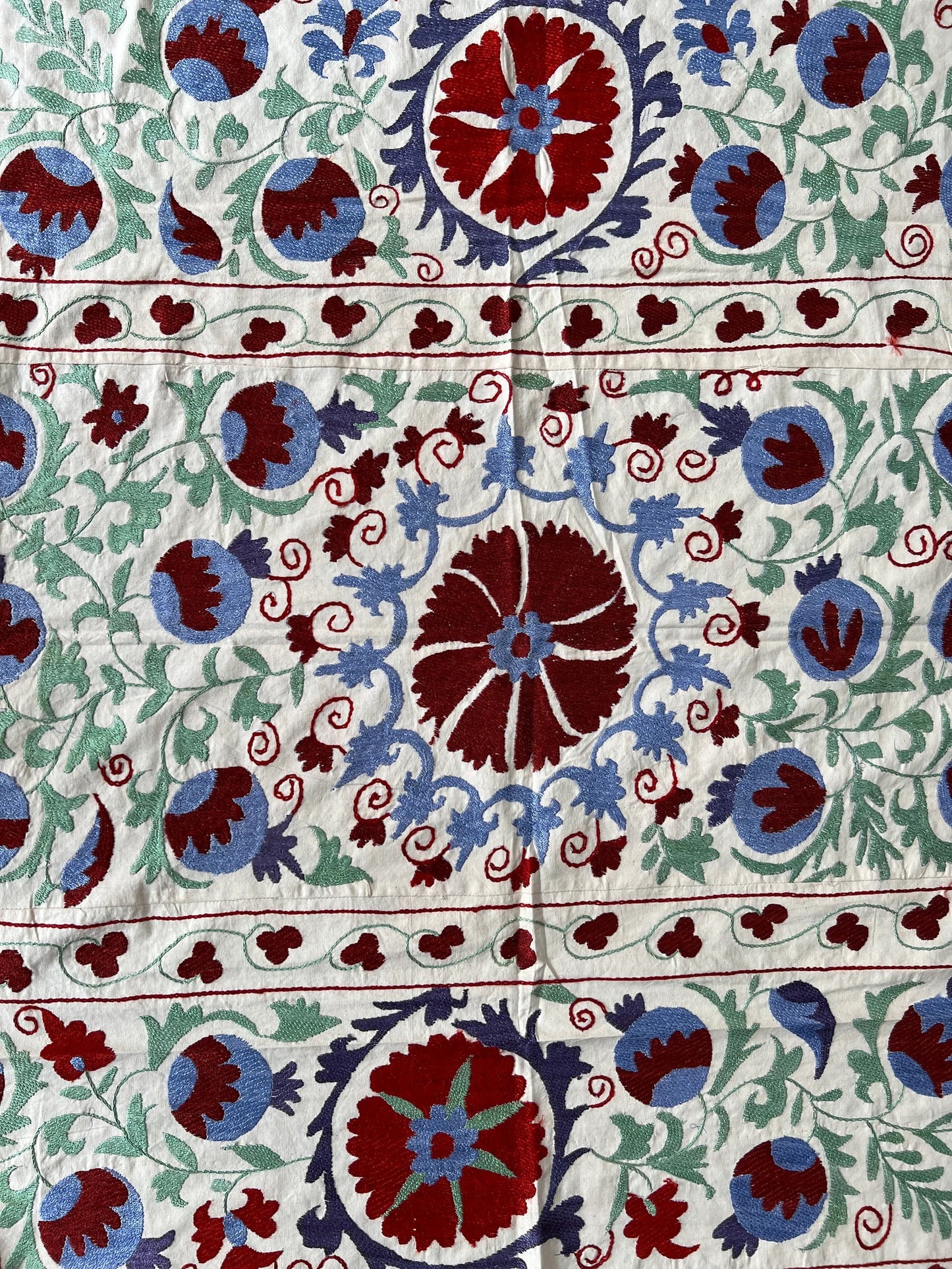 Vintage Suzani Silk Embroidered