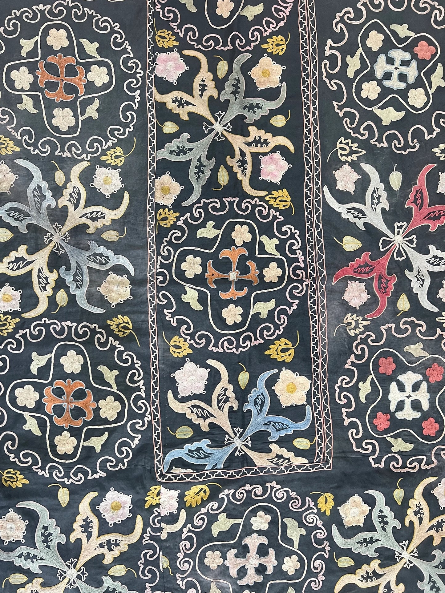 Vintage Suzani Silk Embroidered