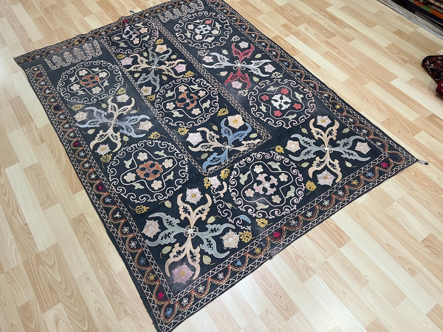 Vintage Suzani Silk Embroidered