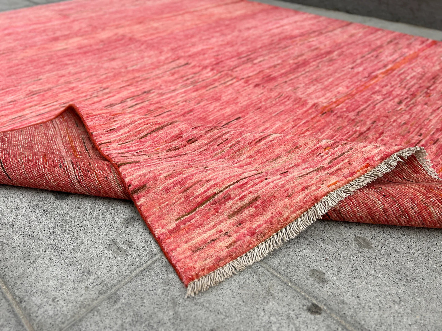 Plain Pink Organic dyed wool rug
