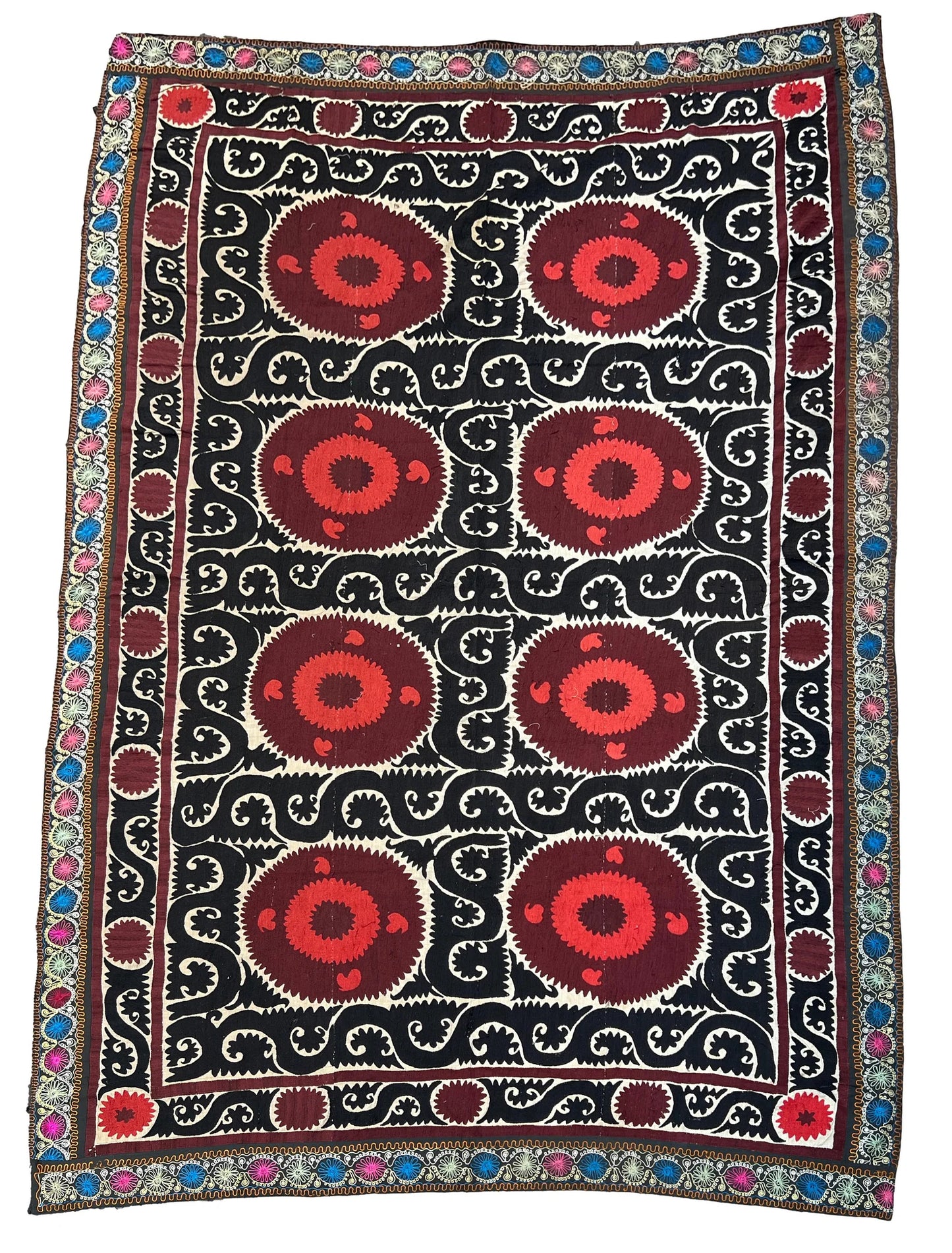 Vintage Suzani Silk Embroidered