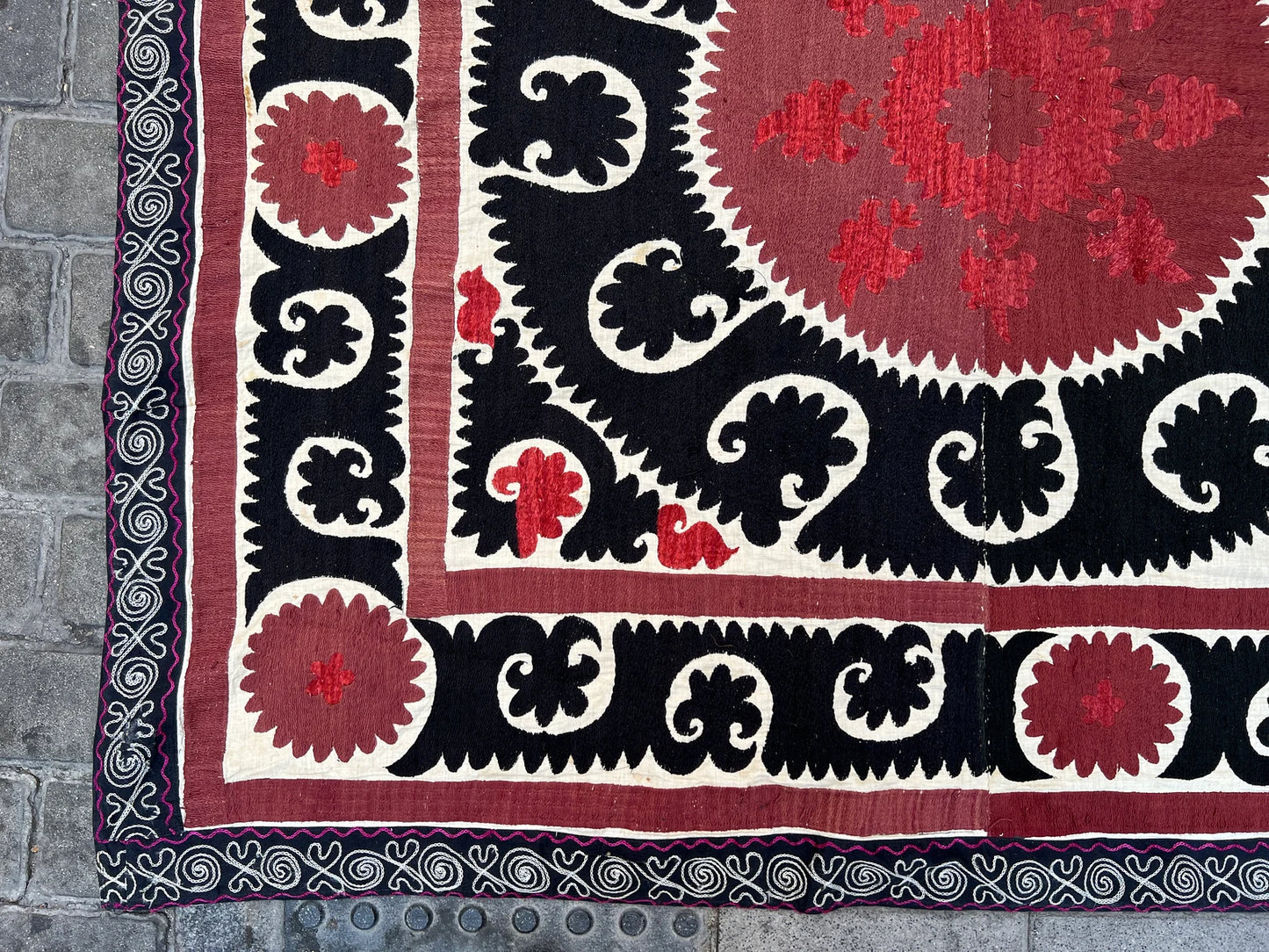Vintage Suzani Silk Embroidered