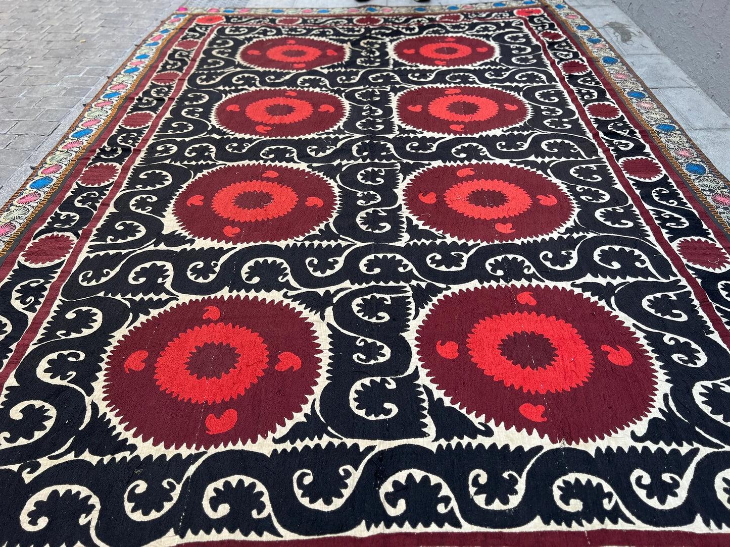 Vintage Suzani Silk Embroidered