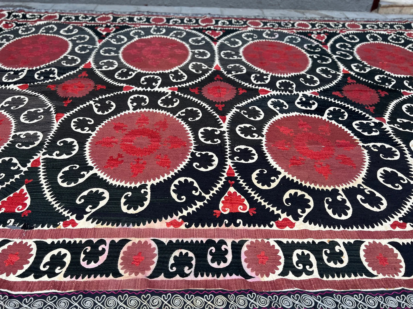 Vintage Suzani Silk Embroidered