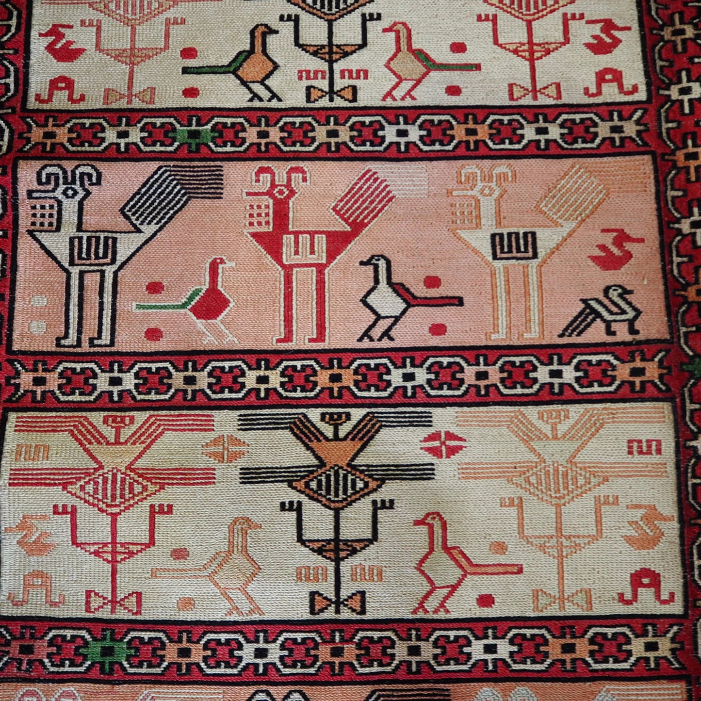 Vintage Hand Woven Silk Kilim