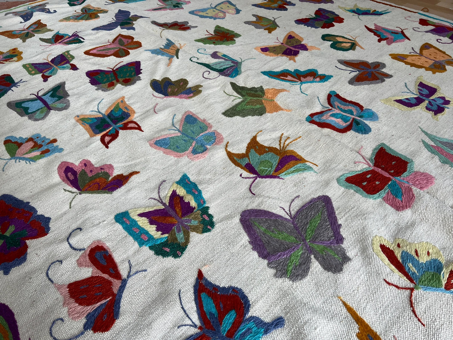 Butterfly Embroidered Hand woven kilim.
