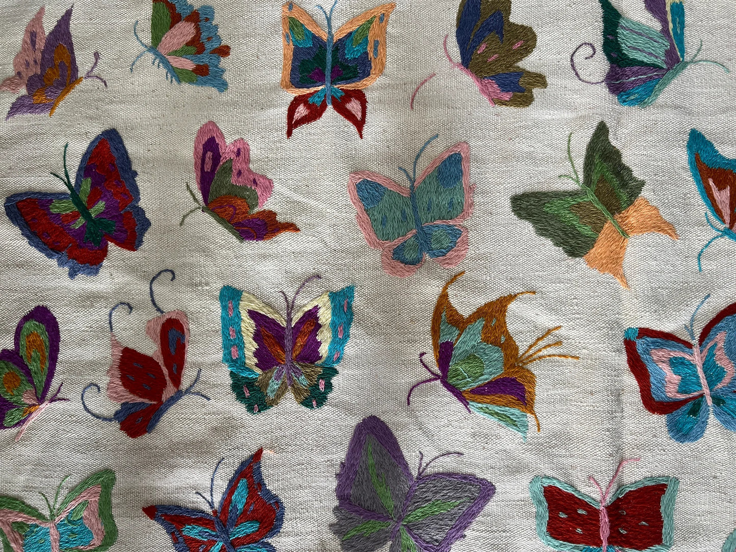 Butterfly Embroidered Hand woven kilim.