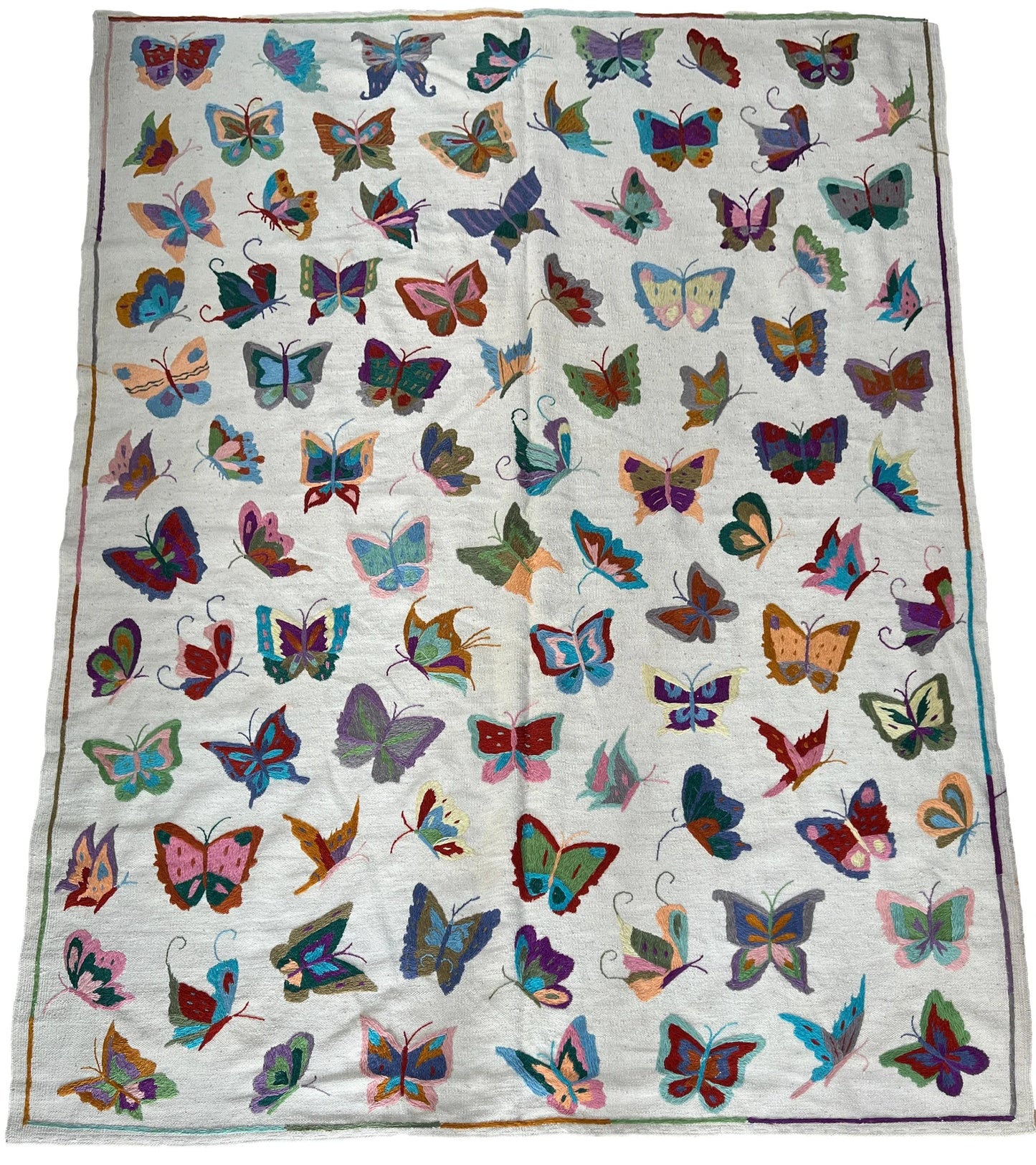 Butterfly Embroidered Hand woven kilim.