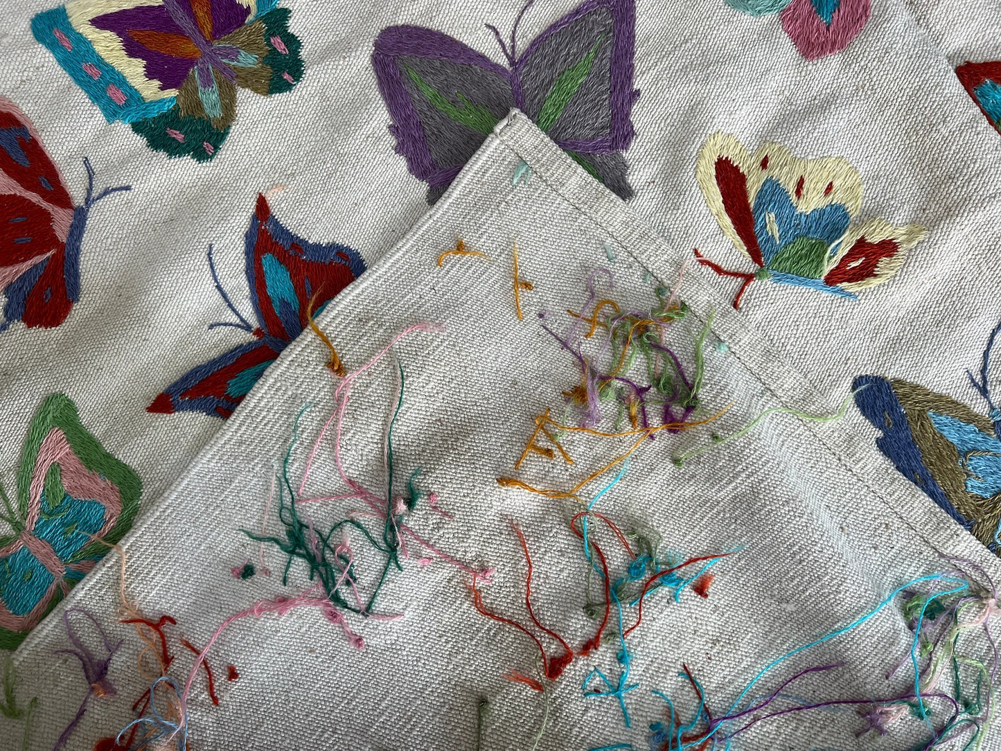 Butterfly Embroidered Hand woven kilim.