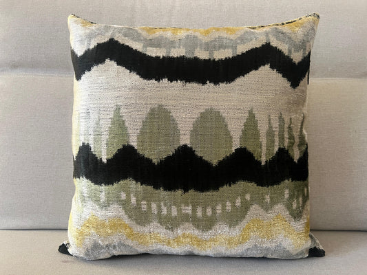 Ikat Velvet silk cushion 50x50cm.