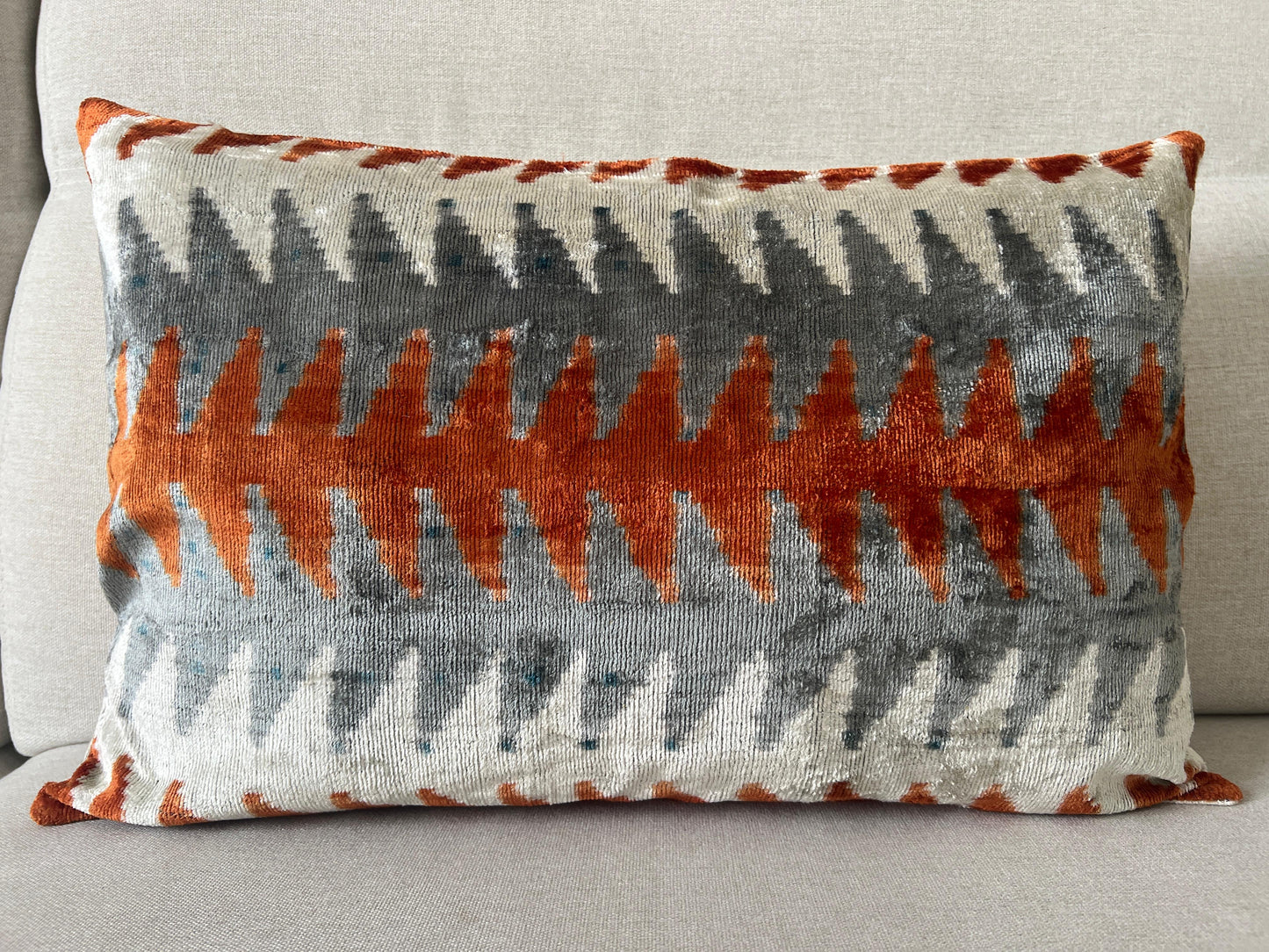 Ikat velvet cushion Hand made (40x60cm)