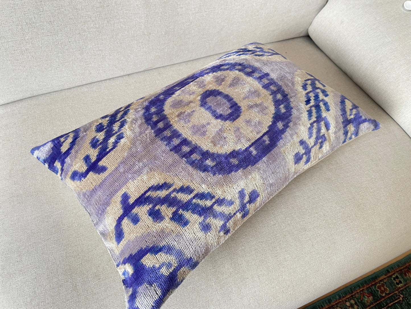 Ikat velvet cushion Hand made (40x60cm)