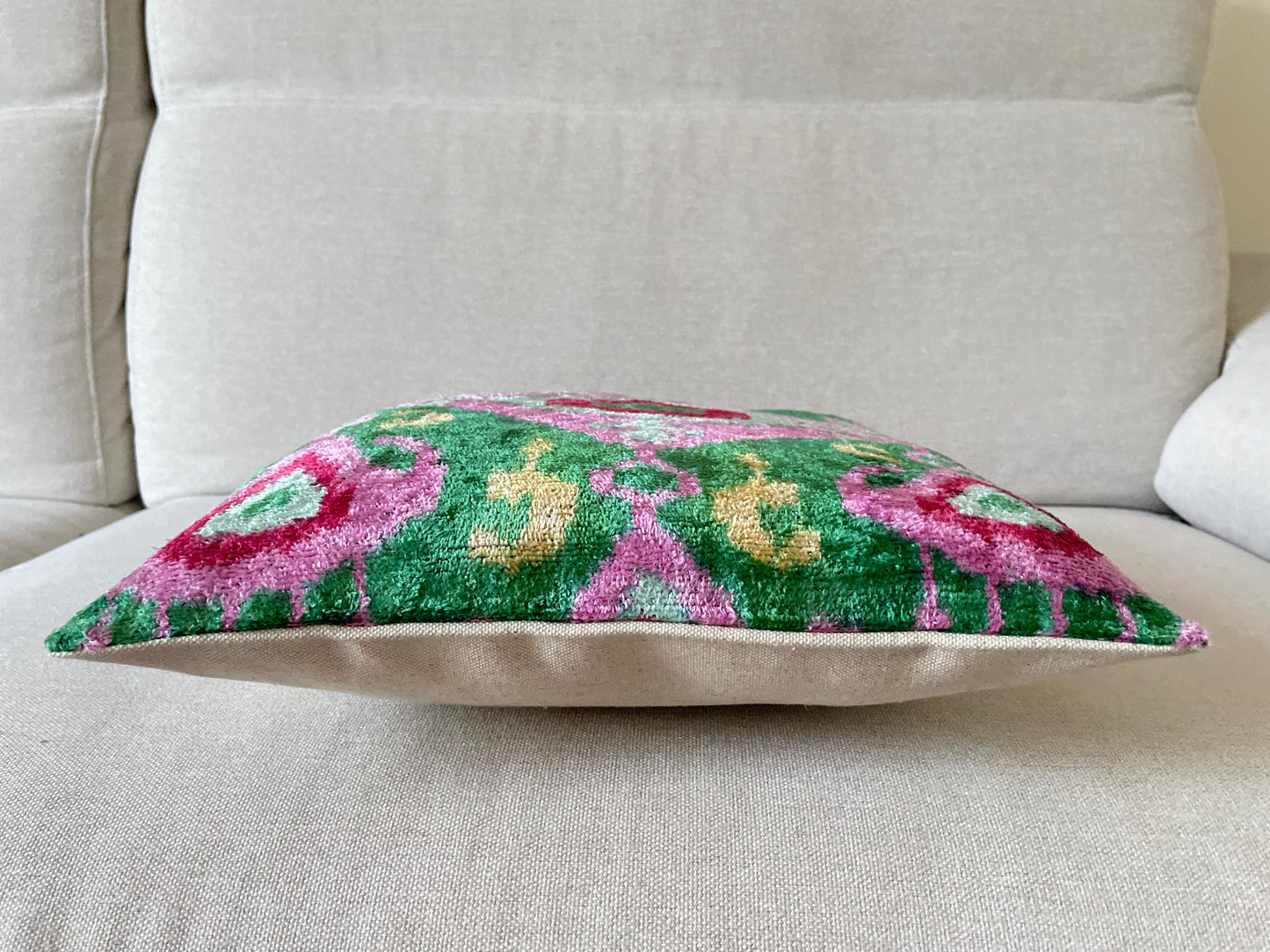 Ikat Velvet silk cushion 40x40cm.