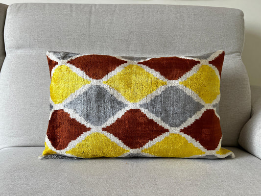 Ikat velvet cushion Hand made (40x60cm)