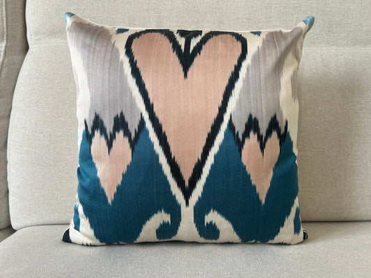 Ikat Velvet silk cushion 40x40cm.