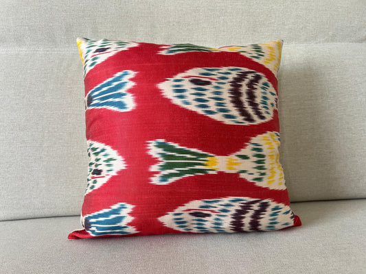 Ikat Velvet silk cushion 40x40cm.