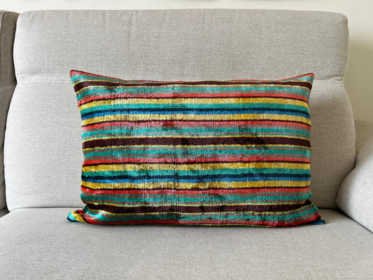 Ikat velvet cushion Hand made (40x60cm)