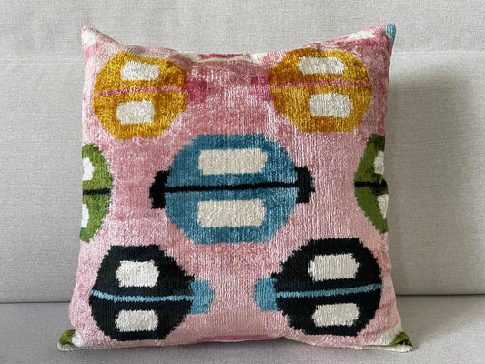 Ikat Velvet silk cushion 40x40cm.