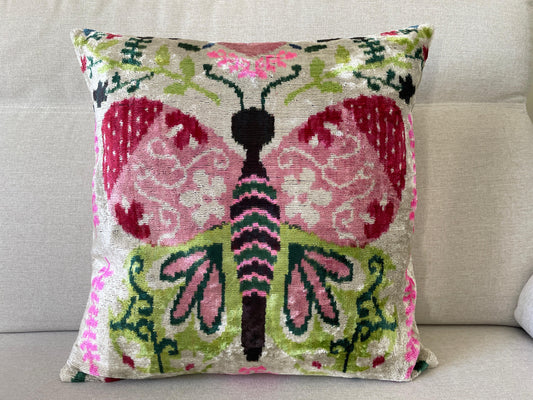 Ikat Velvet silk cushion 50x50cm.