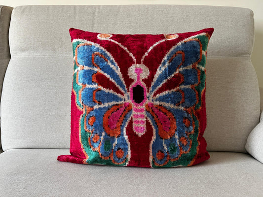 Ikat Velvet silk cushion 50x50cm.