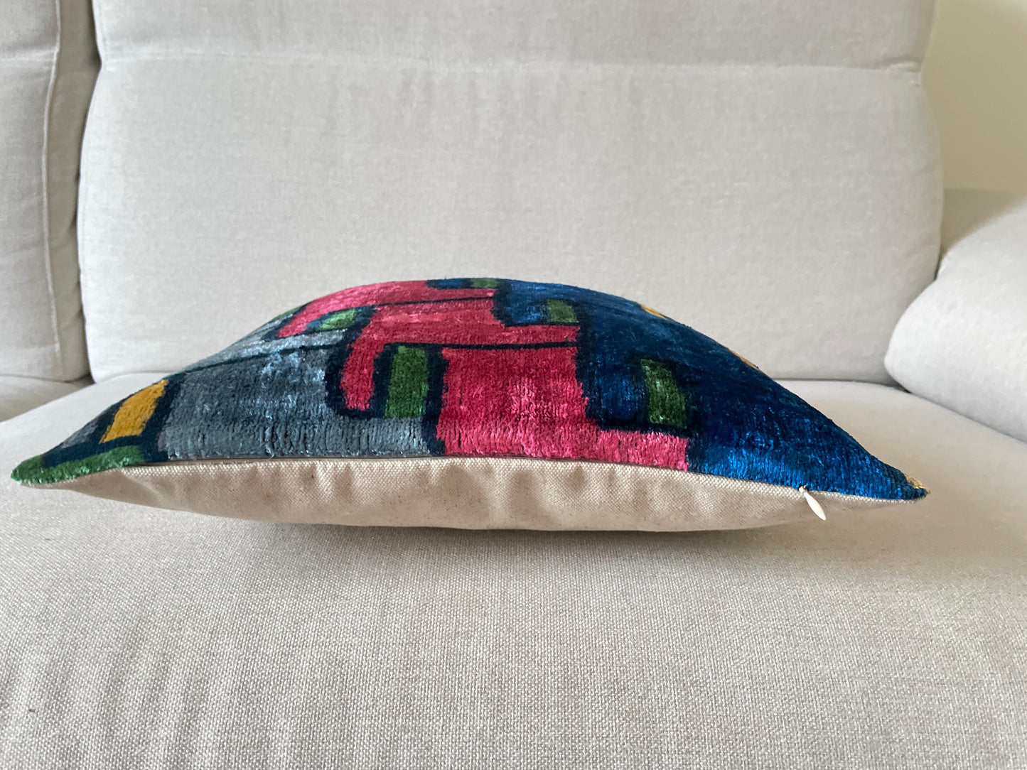 Ikat Velvet silk cushion 40x40cm.