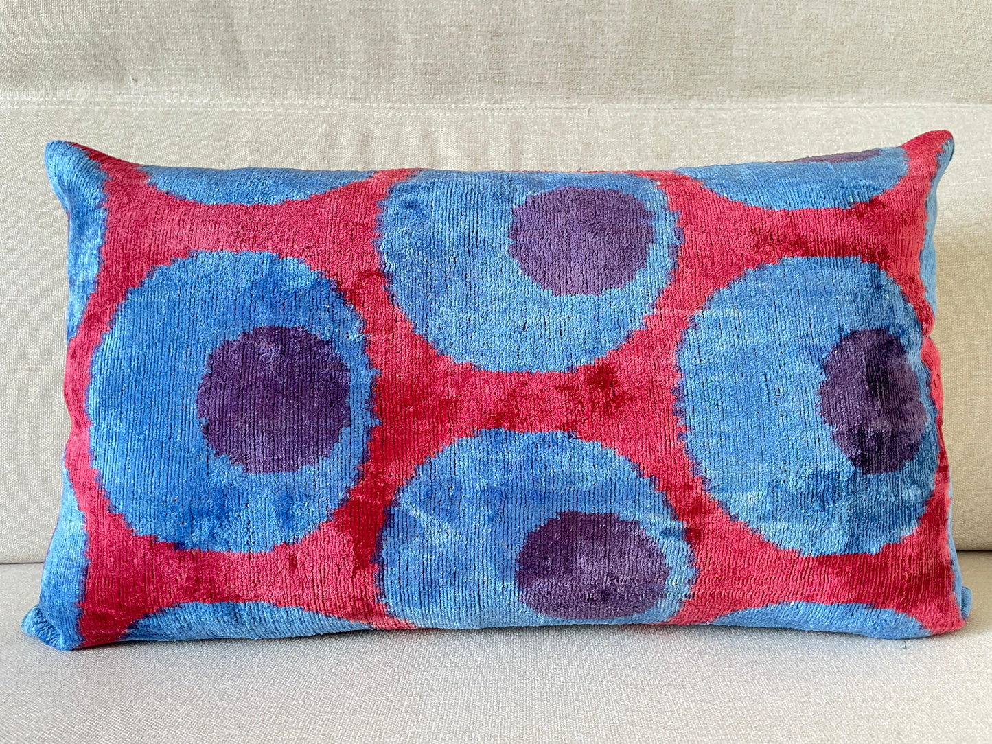 Ikat velvet cushion Hand made (40x60cm)