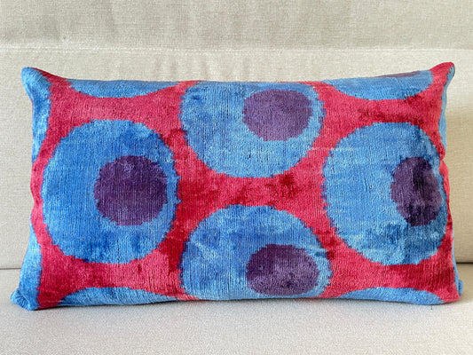 Ikat velvet cushion Hand made (40x60cm)