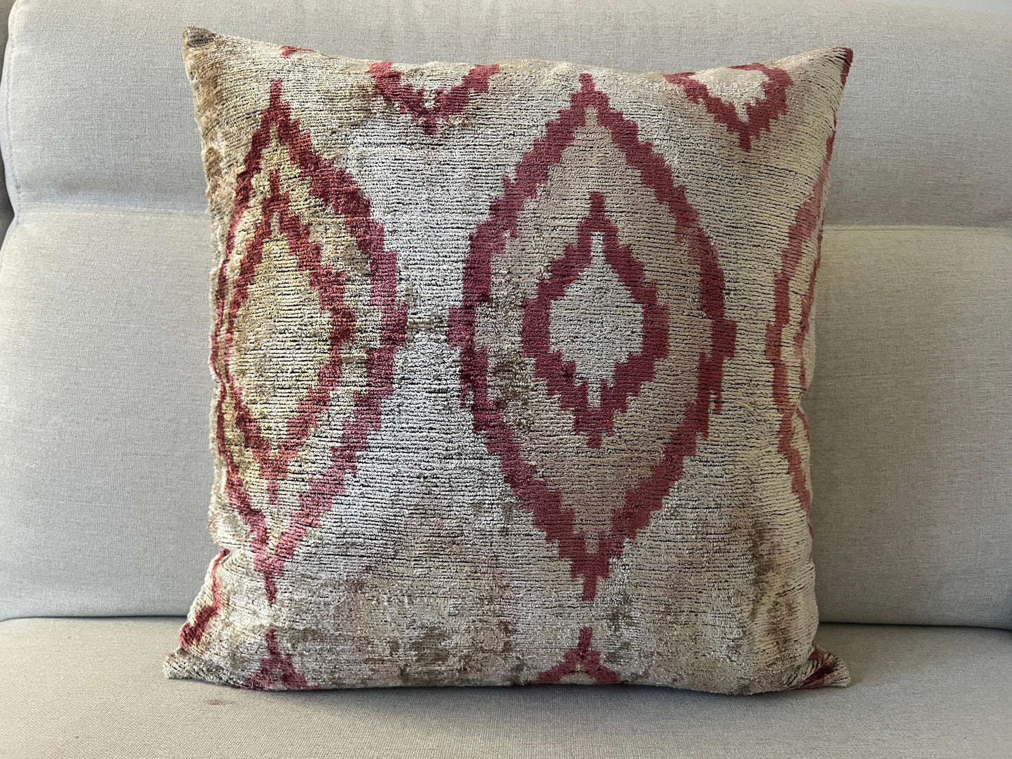 Ikat Velvet silk cushion 50x50cm.