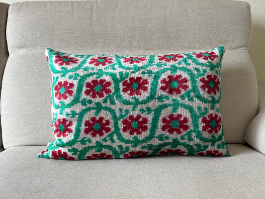 Ikat velvet cushion Hand made (40x60cm)