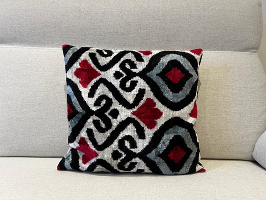 Ikat Velvet silk cushion 40x40cm.